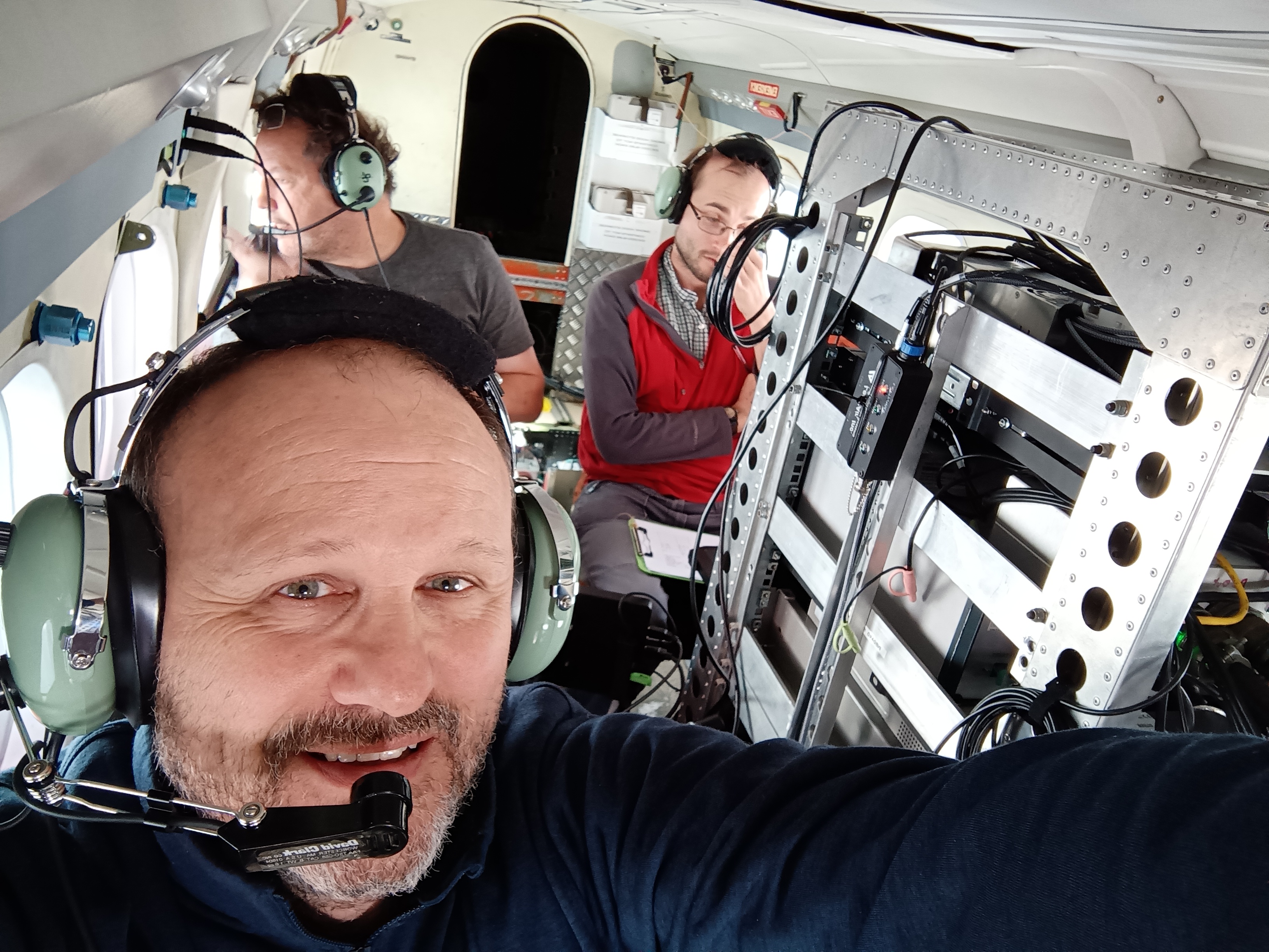 Bernardo Mota and team onboard British Antarctic Survey de Havilland Twin Otter during the 2024 ESA CarbonARA campaign